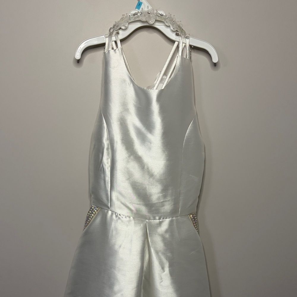 Elegant Silver Satin Dress